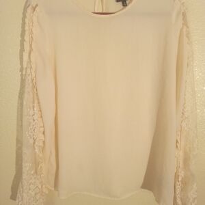 Who What Wear Ivory Blouse with Lace Sleeves